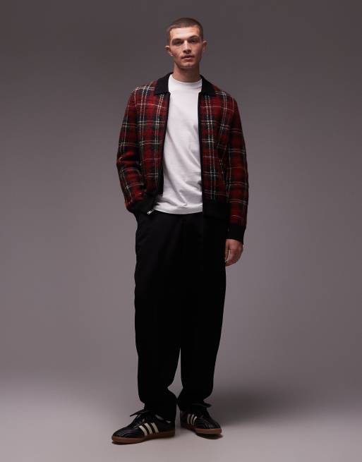 AllSaints Nettle plaid cardigan in black & red | ASOS