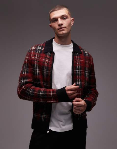 AllSaints – Nettle – Svart- och rödrutig kofta - view 1