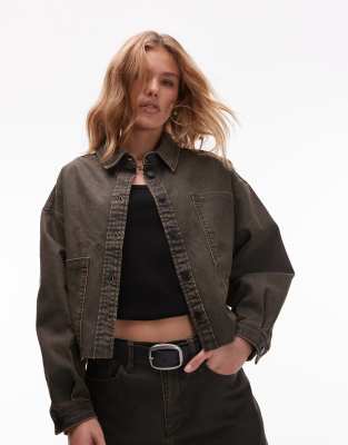 AllSaints - Nicky - Jeans-Hemdjacke in Schwarz