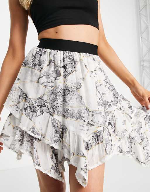 AllSaints Nico Buruberu mini skirt in white