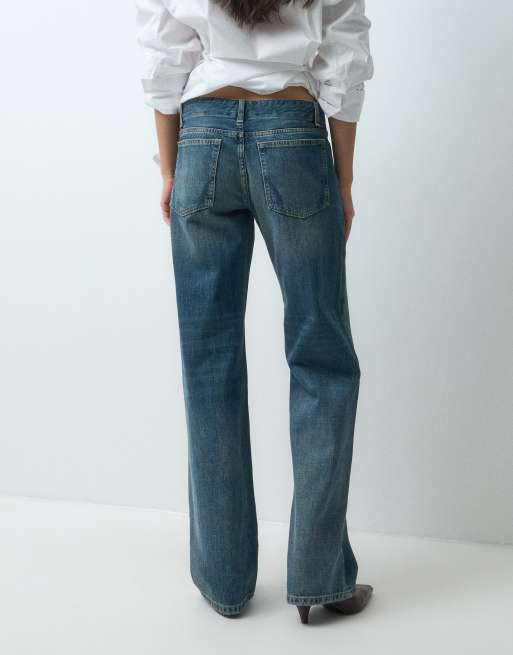 AllSaints Nico low rise wide leg denim jeans in vintage wash blue, 2 of 5