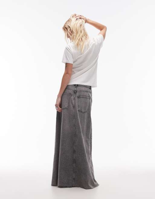 AllSaints - Noir - Sort maxinederdel i denim i vintagestil, 3 af 5