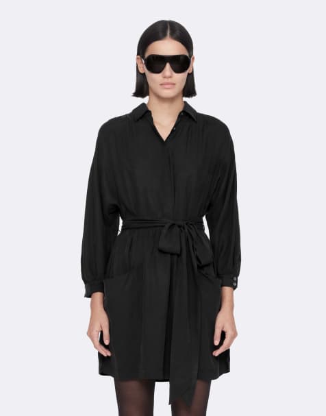 AllSaints Noora jurk in gewassen zwart - view 1