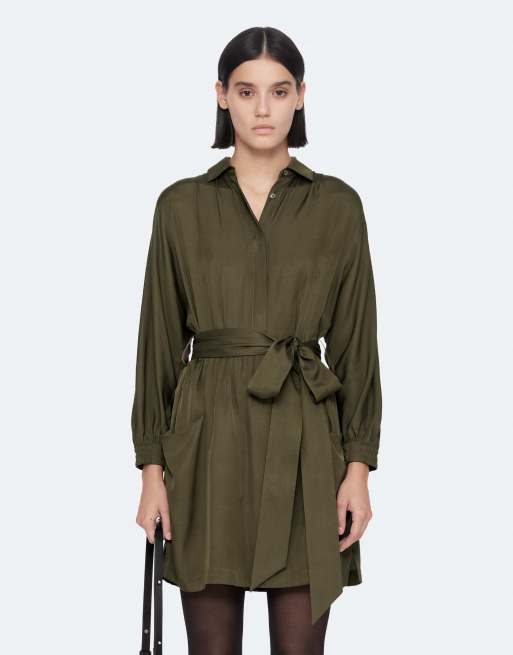 AllSaints Noora Kleid in verwaschenem Khaki, 4 von 6