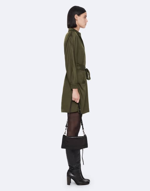 AllSaints Noora Kleid in verwaschenem Khaki, 6 von 6