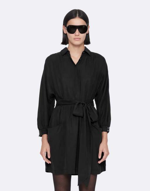 AllSaints Noora Kleid in verwaschenem Schwarz, 4 von 6