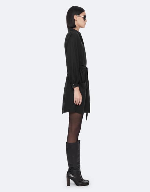 AllSaints Noora Kleid in verwaschenem Schwarz, 6 von 6