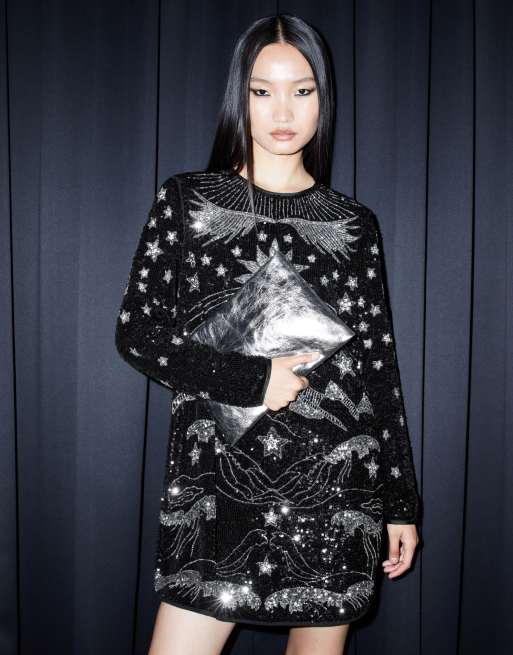 all saints beaded dress Noushka AllSaints Noushka Dress In Black/silver ASOS Add broderie to your spring rotation Vintage All Saints Hand Embellished