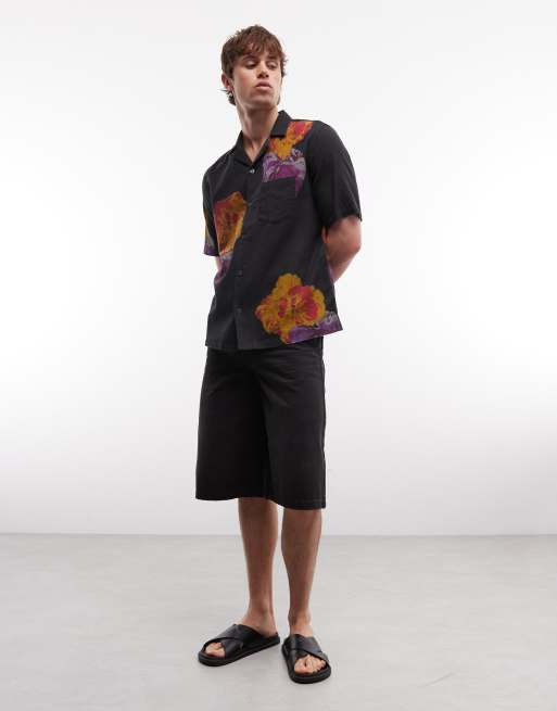 AllSaints Nouvelle short sleeve linen blend floral shirt in black, 2 of 5