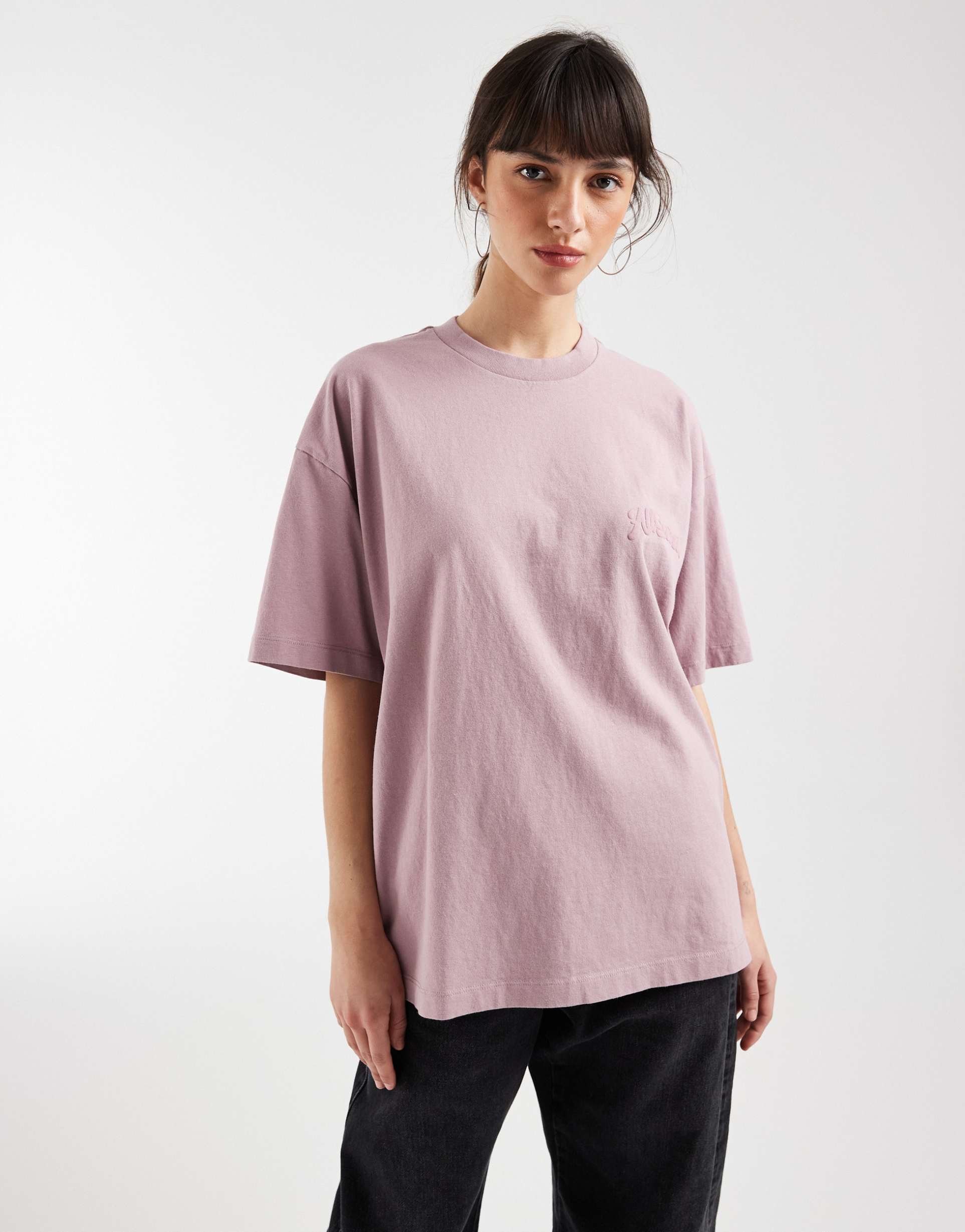 allsaints odyssey back print t-shirt in dusty lilac