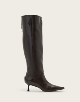 AllSaints - Odyssey - Stiefel in Kiefernrindenbraun mit niedrigem Bund-Brown