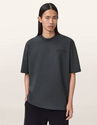 AllSaints - Odyssey - T-shirt avec logo graphique et imprimé au dos - Noir délavé