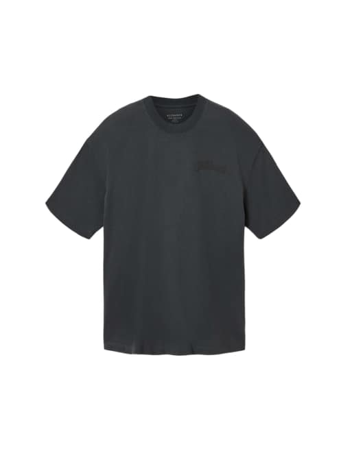 AllSaints - Odyssey - T-shirt nero slavato con logo e stampa sul retro, 2 di 4