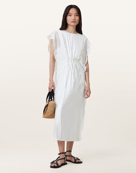 AllSaints – Ola – Kleid aus Leder in Wollweiß - view 1