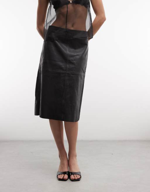 AllSaints Olivia Midirock aus Lammleder in Schwarz/Braun, 2 von 5