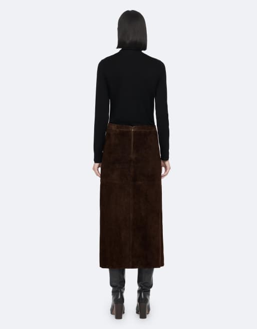 AllSaints Olivia suède rok in fango bruin, 4 van 7