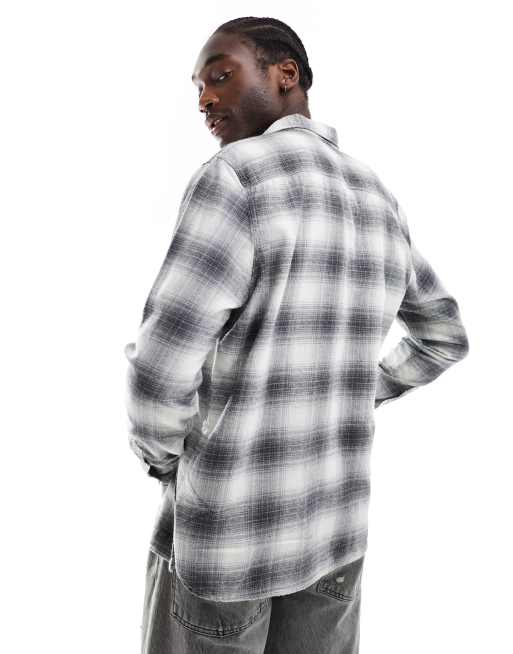 AllSaints Omega long sleeve shirt in gray check