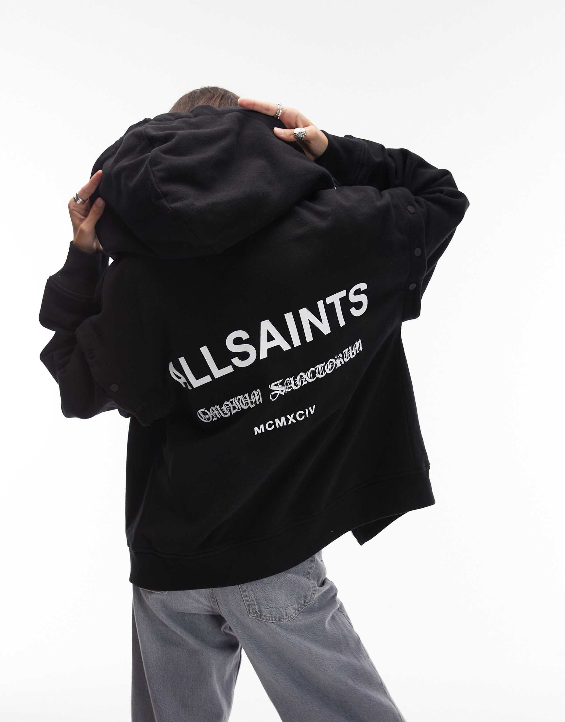 allsaints omnium amphia hoodie in black