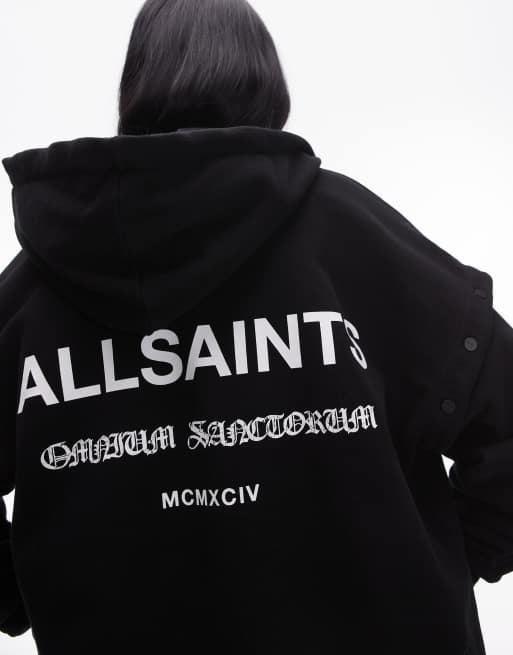 AllSaints – Omnium Amphia – Svart huvtröja med dragkedja, 4 av 4