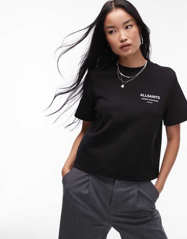 AllSaints Omnium Lisa t-shirt in black | ASOS