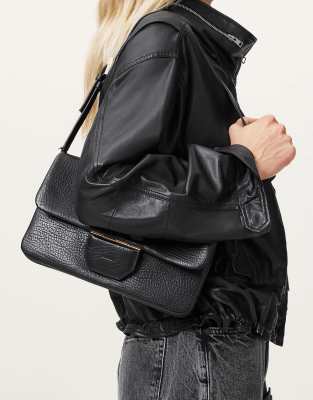 AllSaints - Ondine Grain - Schultertasche in Schwarz