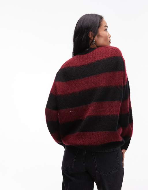 AllSaints - Onyx - Maglione rosso e nero a righe , 4 di 4