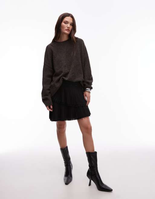 AllSaints - Oona - Geplooide minirok met oogjes op de tailleband in zwart, 3 van 5