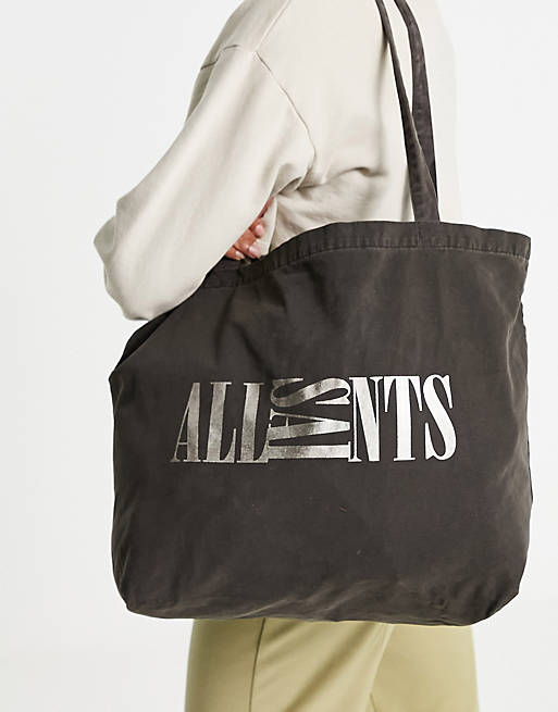 AllSaints oppose shopper tote bag in gunmetal | ASOS