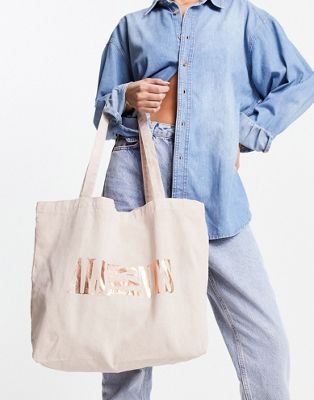 AllSaints Oppose shopper tote in blush pink