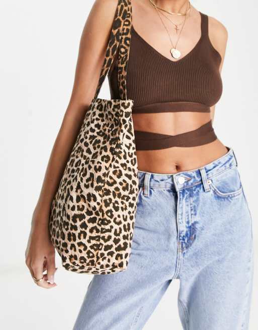 AllSaints opposite tote bag in leopard print