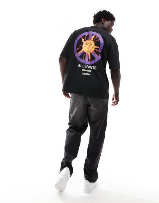AllSaints – Orbs – T-Shirt in Schwarz mit Rückenprint
