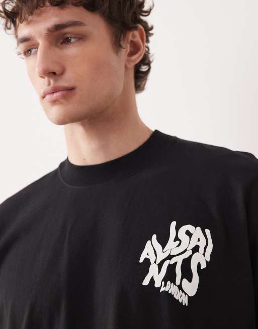 AllSaints Orlando back print t-shirt in black, 4 of 5
