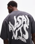 [AllSaints] AllSaints Orlando back print t-shirt in jackson blue L JACKSON BLUE