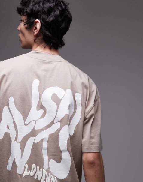 AllSaints Orlando back print t-shirt in stone taupe - view 1