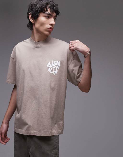 AllSaints Orlando back print t-shirt in stone taupe, 3 of 4