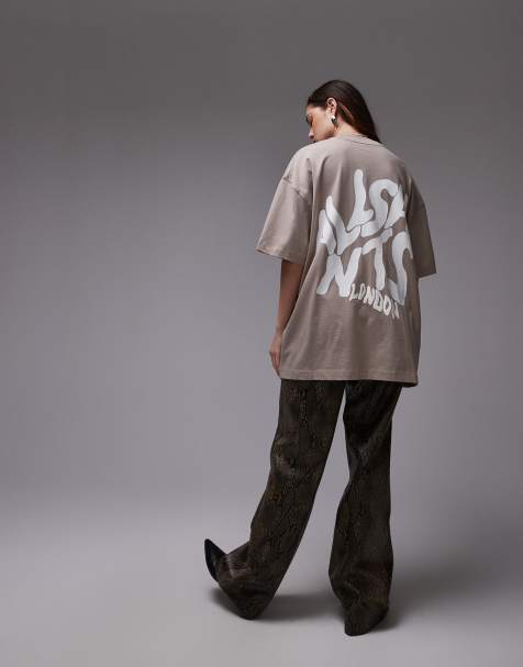 AllSaints Orlando back print t-shirt in stone taupe - view 1