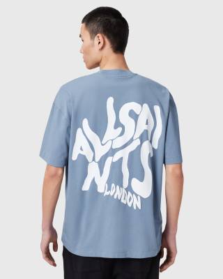 Orlando back print T-shirt in stonewash blue