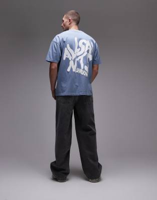 Allsaints Orlando Logo Oversize Graphic T-shirt In Blue