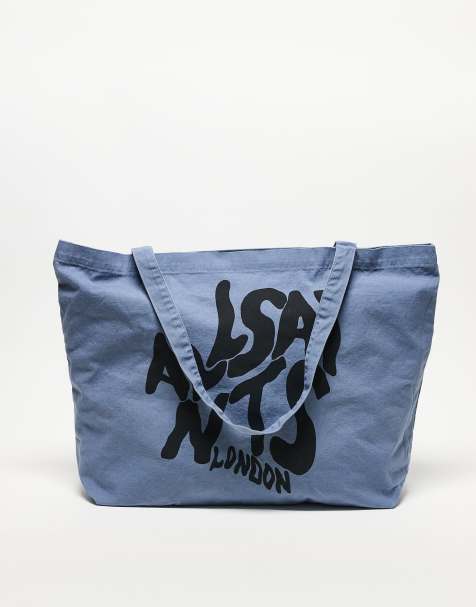 AllSaints - Orlando - Borsa shopping blu con logo - view 1