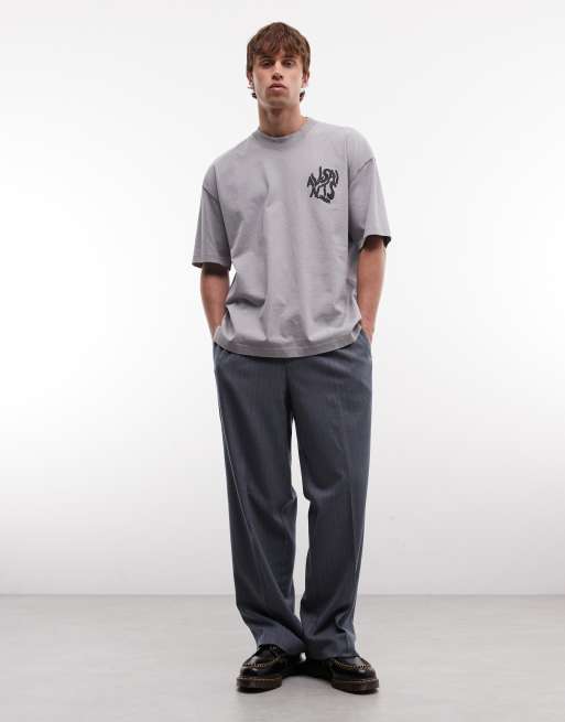 AllSaints - Orlando - Camiseta gris claro con logo estampado en la espalda, 3 de 5