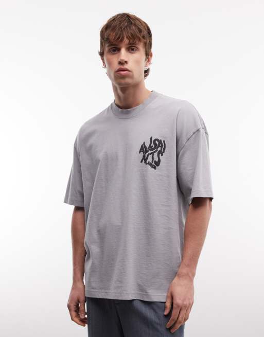 AllSaints - Orlando - Camiseta gris claro con logo estampado en la espalda, 4 de 5