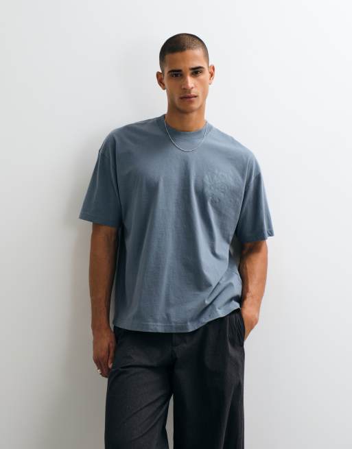 AllSaints Orlando cotton short sleeve graphic logo t-shirt with back print in light blue, 2 of 5