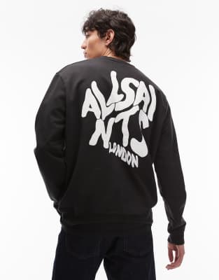AllSaints Allsaints Orlando crew neck sweatshirt in black - BLACK