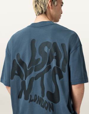 Allsaints orlando crew neck t-shirt in blue