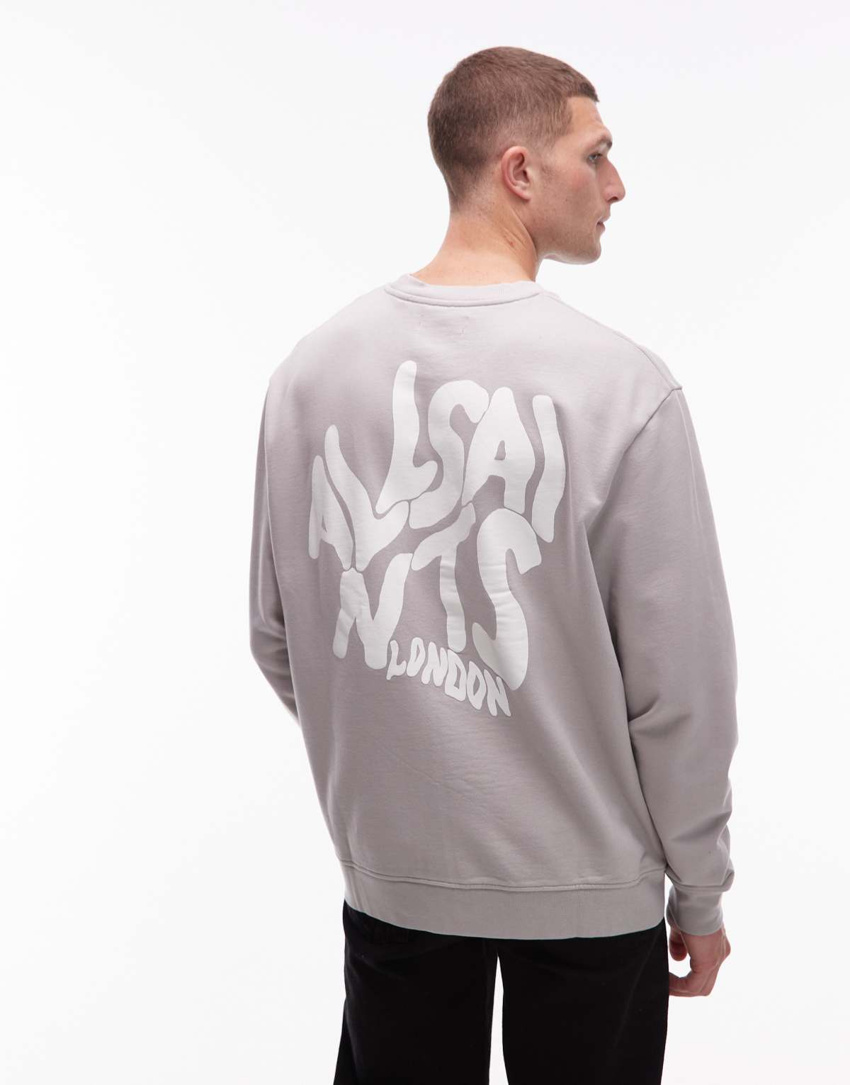 Allsaints Orlando crew sweatshirt in grey - GREY