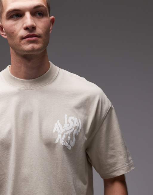 Allsaints Orlando crew t-shirt in beige