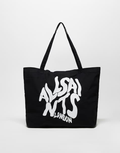 AllSaints – Orlando – Czarna torba typu tote z logo - view 1