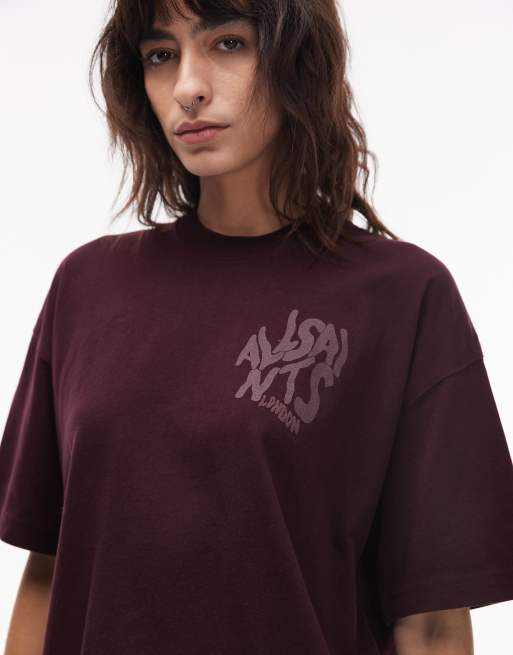 AllSaints – Orlando – Etta – Vinröd t-shirt, 4 av 4