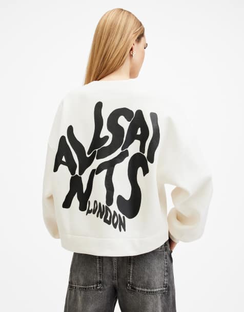 AllSaints – Orlando Lila – Vit sweatshirt i oversize - view 1