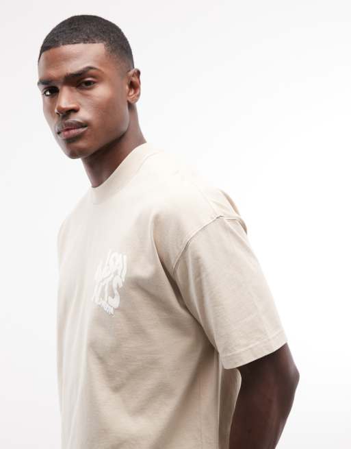 AllSaints Orlando logo t-shirt with back print in light brown, 4 of 5